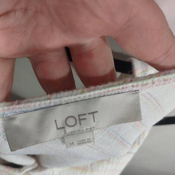 Women's LOFT Beach Coverup Dress White Rainbow Pinstripe Size M - Picture 5 of 8